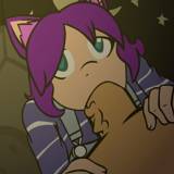 子犬のミルクを吸う子猫 Kitty sucking puppy milk